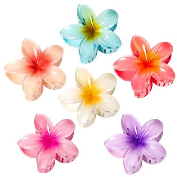 vigorpace 6 Pack Hawaiian Hibiscus Flower Hair Claw Clips