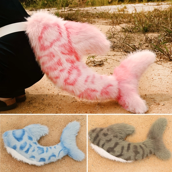 Faux Fish Tail Costume with Removable Belt - Mermaid Tail Suitable for Halloween Cosplay, Anime Role-Play, Themed Parties, Events & Photo Shoots - Soft Fish Tail Accessory for Role-Playing Outfits