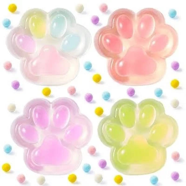 Joyfy 4Pcs Taba Squishy Cat Paw Squeeze Fidget Toys
