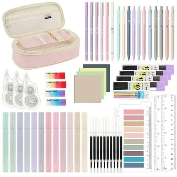 Moko 60Pcs Aesthetic School Supplies with Cute Pencil Case