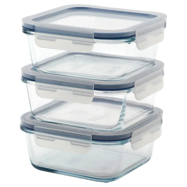 IKEA 365+ Food container with lid - square/glass 600 ml (20 oz)
