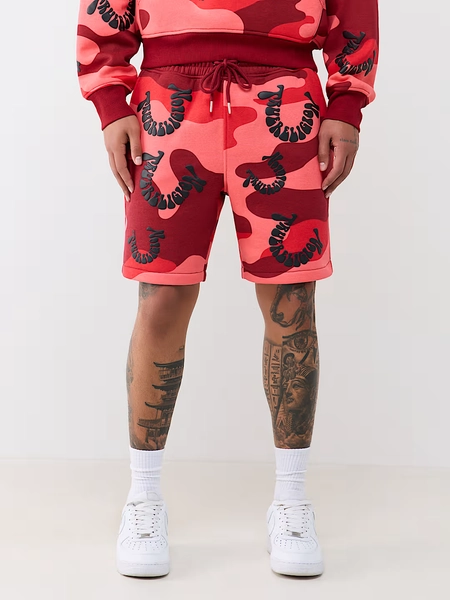 True Religion | Red Camo Groovy Horseshoe Fleece Short