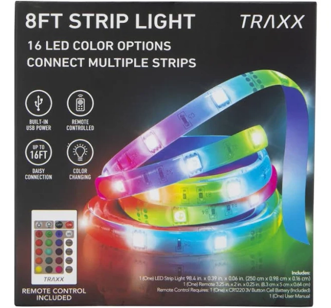 8Ft Multicolor Led Light Strip with Remote