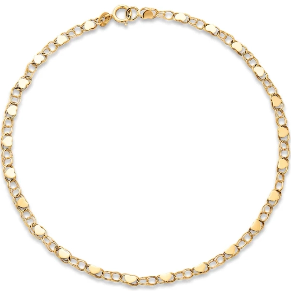 10K Gold Chained to My Heart Anklet, Stone, and Strand