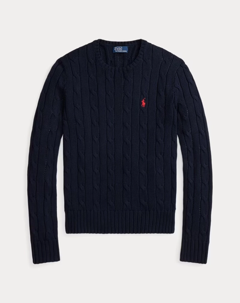 Maglia a girocollo in cotone a trecce