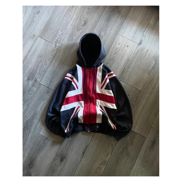 Rice Flag Hooded Zipper Sweatshirt Loose Trendy Brand Jacket Men's and Women's Casual Tops
