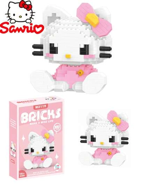 Sanrio Hello Kitty 382 Pieces/Curome 396 Pieces/My Melody 406 Pieces/Sanrio Building Block Sets Can Improve Concentration, Building Block Room Decoration, Birthday Gifts, Party Games, Craft Supplies Sets, Model Assembly Animals, Characters. (Color Box Random Packaging)