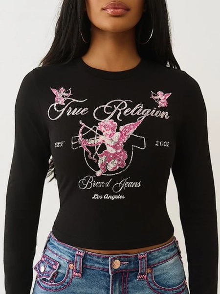 CRYSTAL CUPID LONG SLEEVE BABY TEE