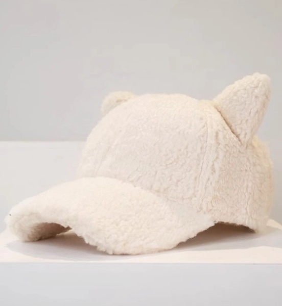 White Plush Fox Ears Cap | Jisung - Stray Kids - Fashion Chingu