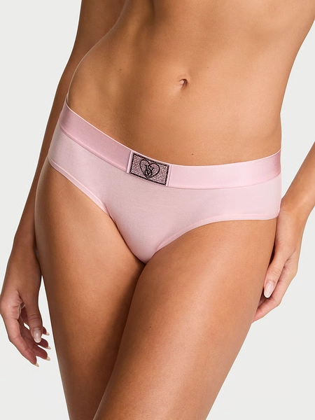 Logo Cotton Heart Shine Patch Hiphugger Panty