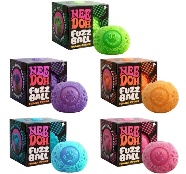 NeeDoh Fuzz Ball Squeeze Toy Soft Fluffy Flower Power Portable Stress Relief Relieves Anxiety Fidget