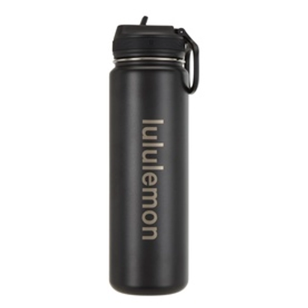 LULULEMON Back to Life Straw Lid Sport Bottle 24oz - Black