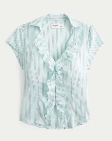 Short Sleeve  Ruffle Shirt