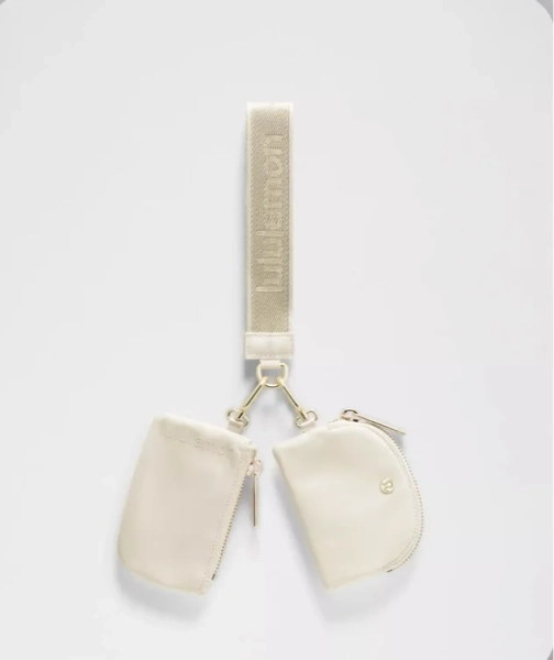 Dual Pouch Wristlet *Metallic Wordmark - Light Ivory - ONE SIZE