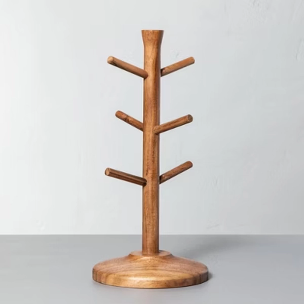 Wooden Mug Tree Brown - Hearth & Hand™ with Magnolia: Acacia Stand with 6 Hooks for Cups