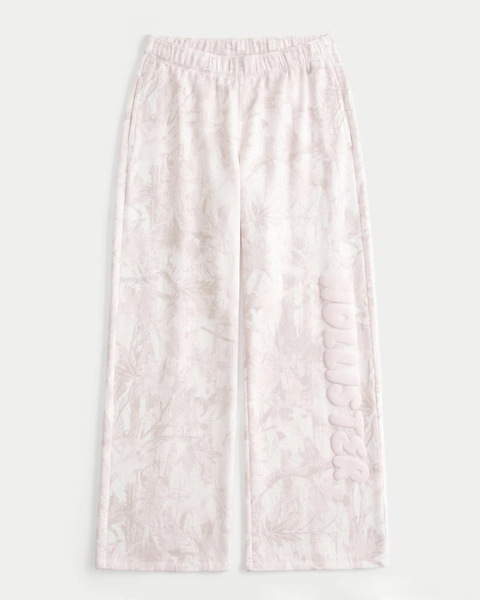 Logo Graphic Pink Camo Wide-Leg Sweatpants