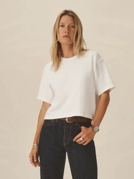 White Field-Spec Boyfriend Crop Tee