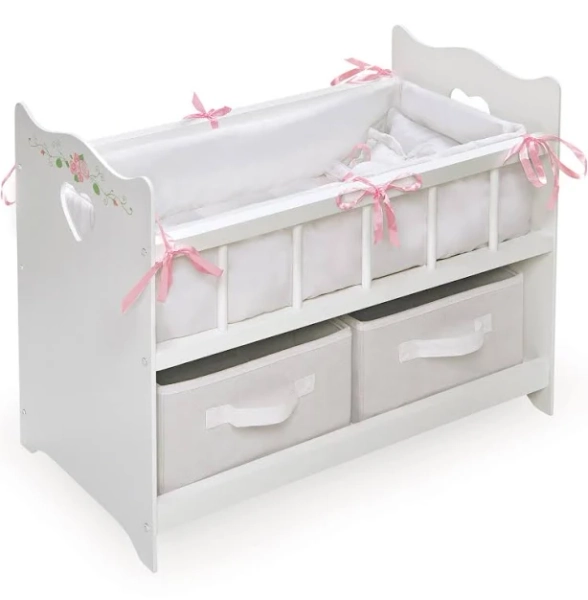 Badger Basket White Rose Doll Crib