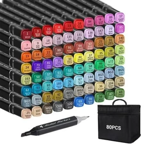 Alcohol Markers Anunu 80 Colors Dual Brush Tip Art Markers