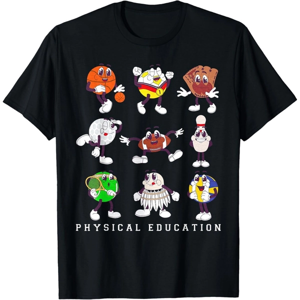 Retro Physical Education PE Teacher Sports Specials Teacher T-Shirt, Loose style new unisex short-sleeved T-shirt, casual and comfortable, 100% cotton, S-XXXL