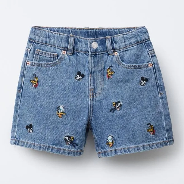 Zara Kids Mickey Mouse and Friends Denim Bermuda Shorts