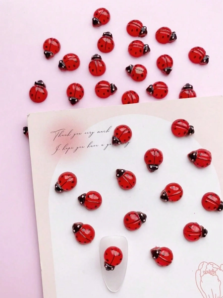 50pcs/Pack, Autumn Style Insect Shaped Nail Art Decorations, Ladybug Nail Jewelry, DIY Nail Products, Mixed Colors, Nail Salon, Nail Accessories, Nail Supplies, Nail Gems Nails