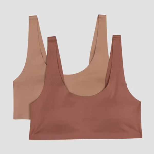 Hanes Girls' 2pk Bonded Comfort Bra - Chocolate Brown/Tan Brown M