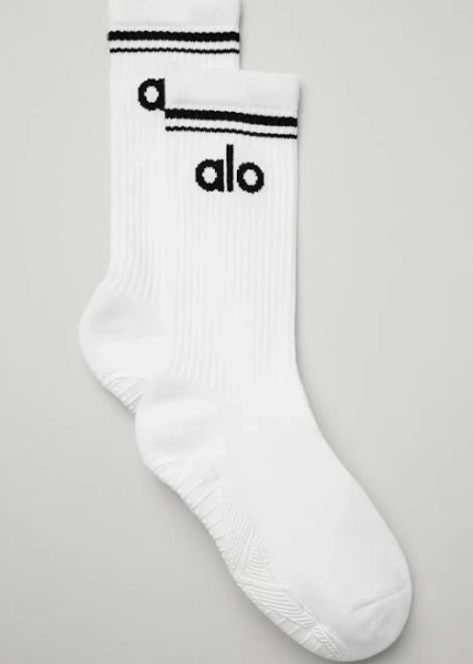 Alo Yoga Throwback Barre Socks - White/black