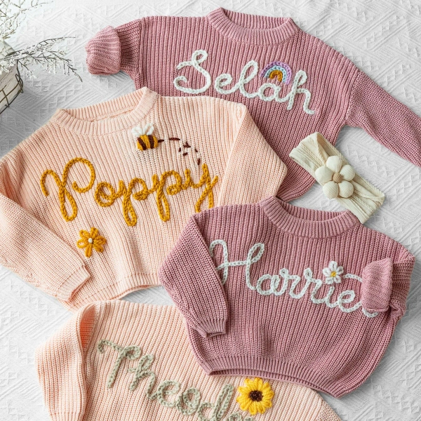 Personalized Baby Name Sweater | Embroidered Children's Sweatshirt | Newborn Gift | Custom Baby Gift | Birthday Gift For Baby Girls Boy