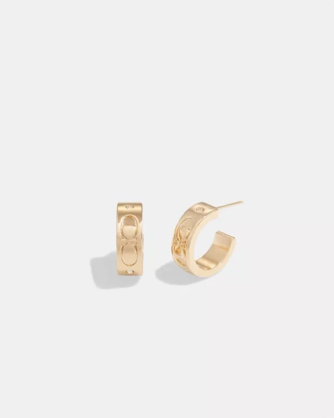 Gold Signature Huggie Earrings