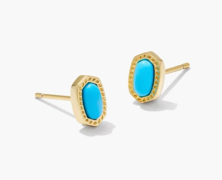 Mini Ellie Gold Stud Earrings in Turquoise Magnesite