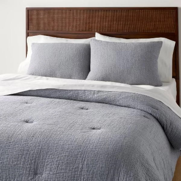 King Gauze Stitch Pin Dot Comforter Blue - Hearth & Hand™ with Magnolia