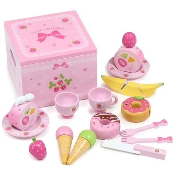 Mother Garden Strawberry Cafe Ribbon Petit Wooden Toy Set