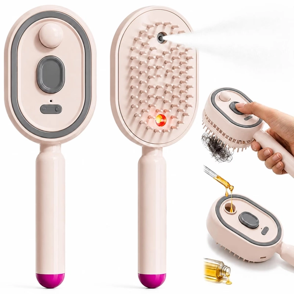 Steam Hair Straightener 3-in-1 Mist Detangling Brush with Red Light Scalp Care Rechargeable Cordless Self-Cleaning Styling Tool for Travel Home Salon - Walmart.com