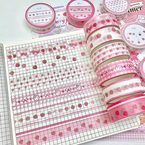 MINKYS 6pcs/lot Strawberry Apple Fruit Tape Cute Cartoon Creative Decorative Washi Tape School Stationery - AliExpress 21