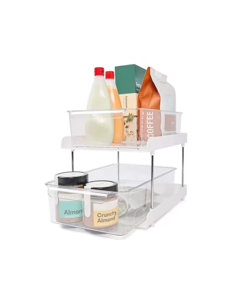 2 Tier Storage Drawers - Clear - One Size