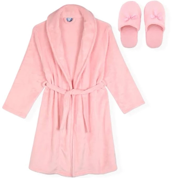 Max & Olivia Little and Big Girls 2-Piece Flannel Fleece Robe Set