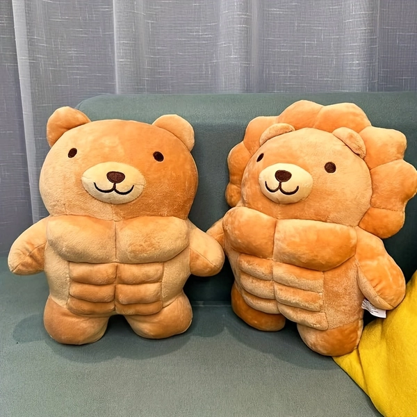 [Christmas Holiday Birthday] 1pc 30cm/11.8 INCHES Cute Big Muscle Teddy Bear Stuffed Animals Toy Funny Plush Pillow Adorable Soft Plushie Lion Animal Dolls Christmas Creative Holiday Birthday Gifts