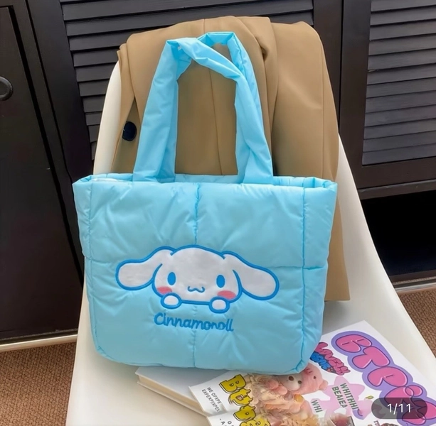 Cinnamoroll Plush Style Blue Shoulder Bag Sanrio Miniso Kawaii Reusable