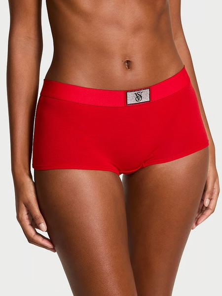 Boxer en coton à étiquette brillante et logo