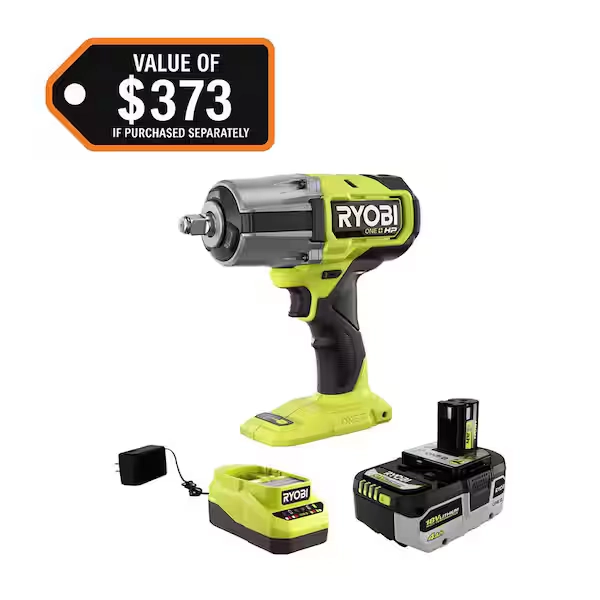 RYOBI ONE+ 18V Brushless Cordless 4-Mode 1/2 in. High Torque Impact Wrench Kit with 4.0 Battery and Charger PBLIW01K1