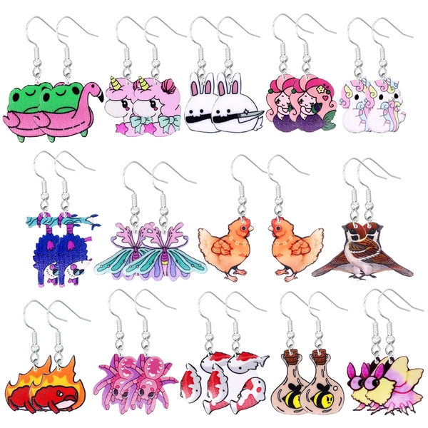 Cute Cartoon Rabbit Frog Dinosaur Design Dangle Earrings PartyStyle Adorable Funny Female Ear Ornament - AliExpress 