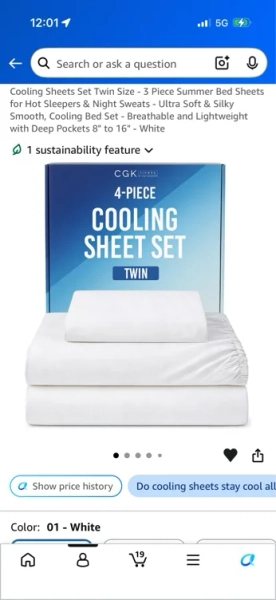 Amazon.com: Cooling Sheets Set Twin Size - 3 Piece Summer Bed Sheets for Hot Sleepers & Night Sweats - Ultra Soft & Silky Smooth, Cooling Bed Set - Breathable and Lightweight with Deep Pockets 8" to 16" - White : Home & Kitchen