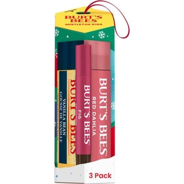 Burt's Bees Holiday Limited Edition Mistletoe Kiss Lip Balm Gift Set - Red Dahlia/Fig/Vanilla - 3pc