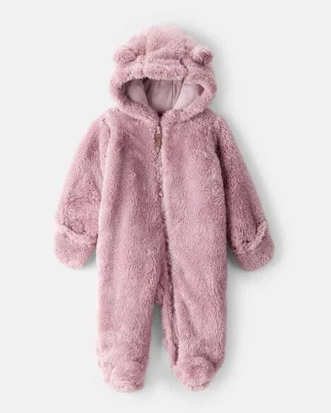 Carter's Baby Girl Sherpa Long-Sleeve Hooded Jumpsuit