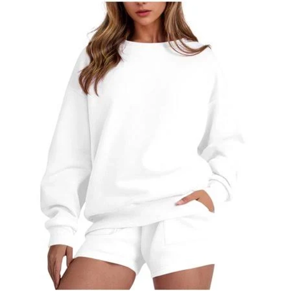 Women's Oversized Crewneck Sweatshirt and Shorts Tracksuit Set