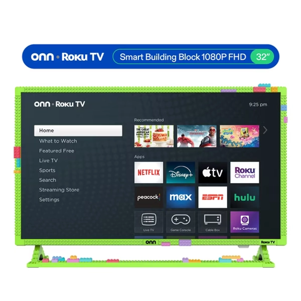 onn 32" 1080P FHD Building Block Smart Roku TV - Green (TVBBGRN36014570)