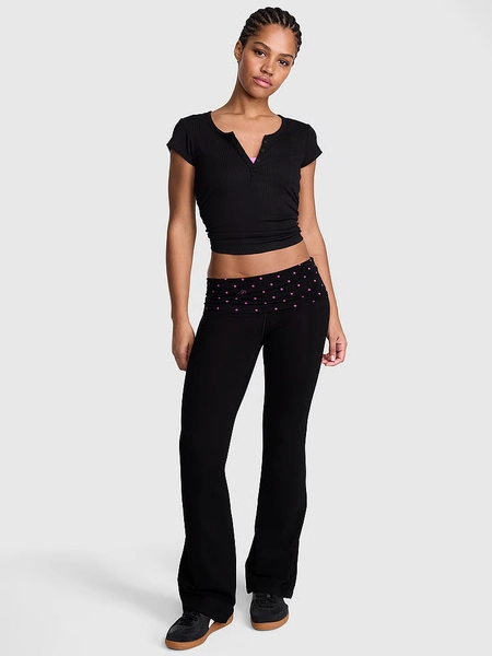 All-Day Cotton Foldover Flare Leggings