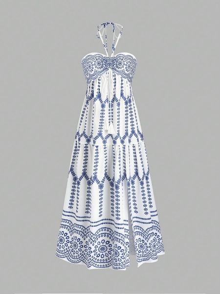 Sweetra Boho Style Spaghetti Strap Dress, Dopamine Inspired Beach Vacation Dress For Women, Summer Maxi Women Outfit