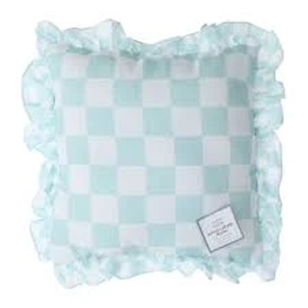 Five Below Checkered Ruffle Edge Throw Pillow - Blue